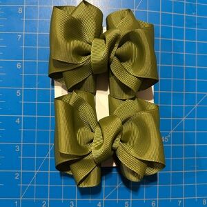 Hand Crafted Green Hair Bows